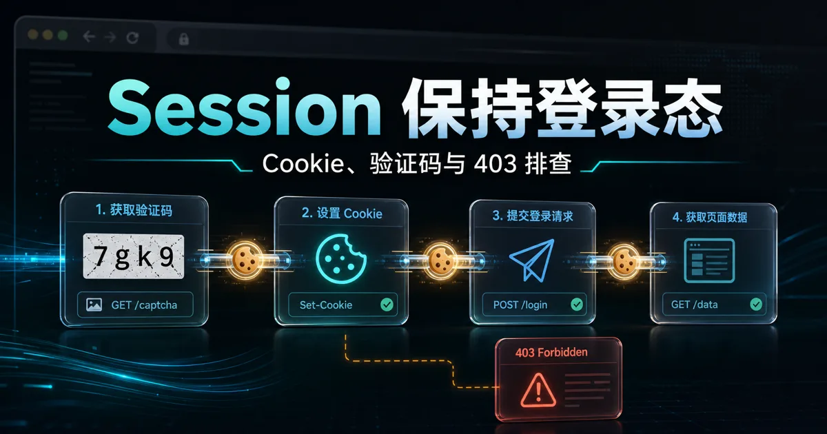 requests Session 教程：Cookie 自动保持、验证码重试与 403 排查