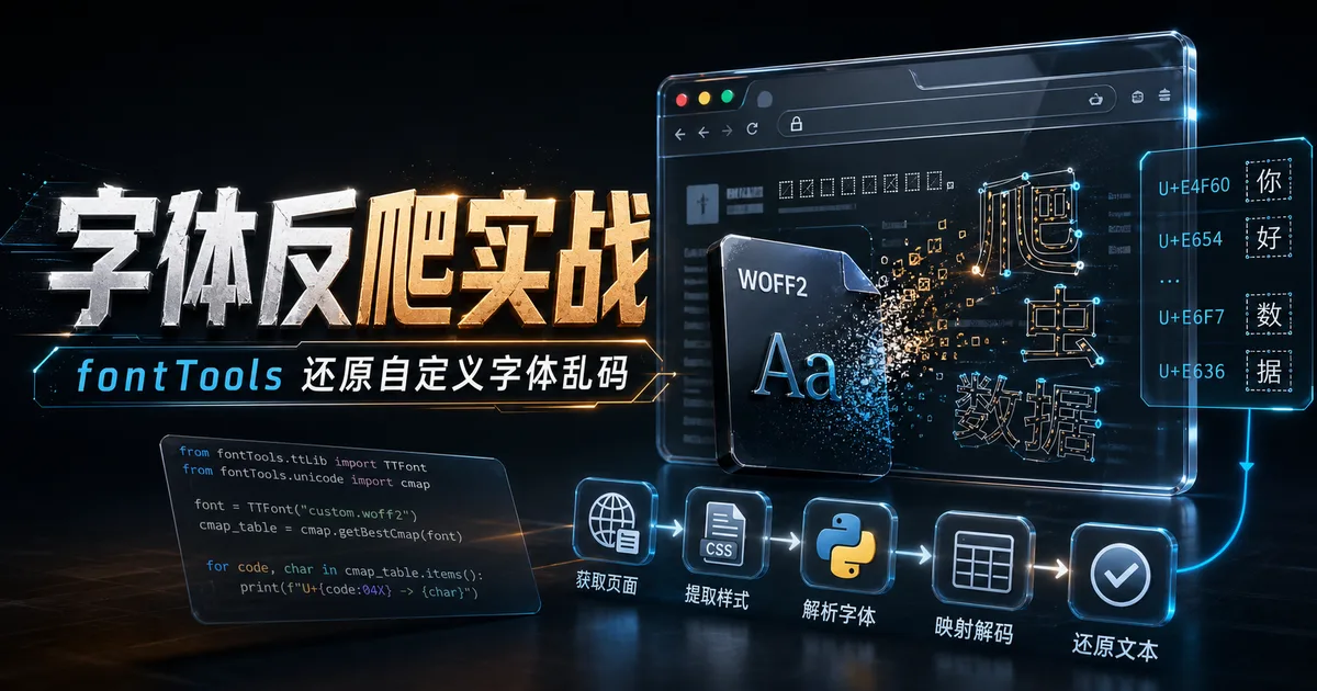 Python 爬虫字体反爬实战：用 fontTools 还原自定义字体乱码