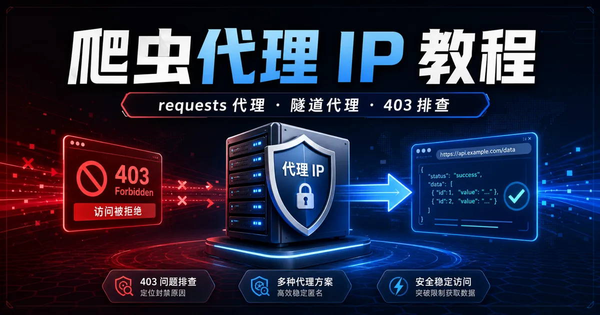 Python 爬虫代理 IP 怎么用？requests 代理、隧道代理与 403 排查